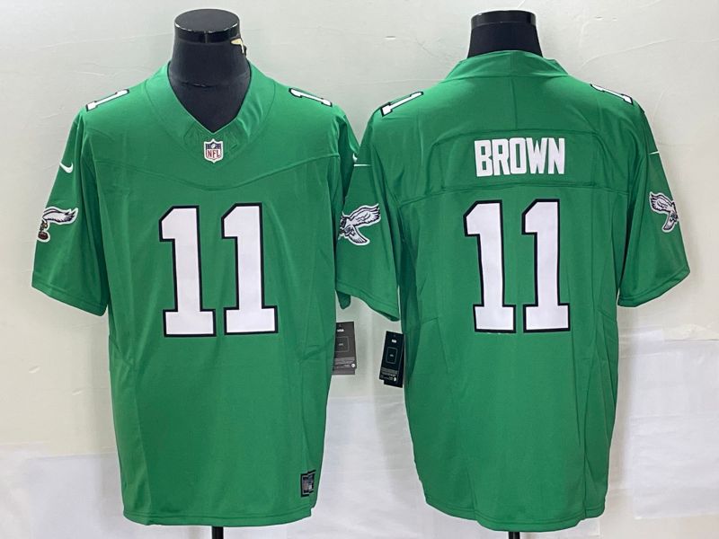 Men Philadelphia Eagles 11 Brown Green Nike Throwback Player Game NFL Jersey